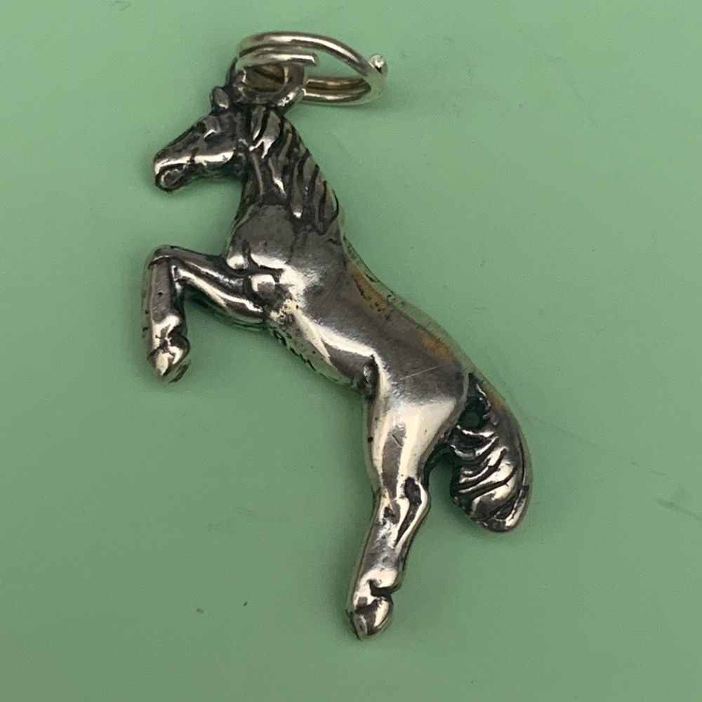 .925 Horse Galloping Jumping Sterling Silver Jewelry Charm #western #vintage